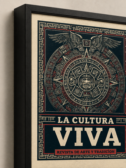 Calendario Azteca Póster - Wall Art Decor - detail view - mexican aztec culture poster, aztec heritage wall art