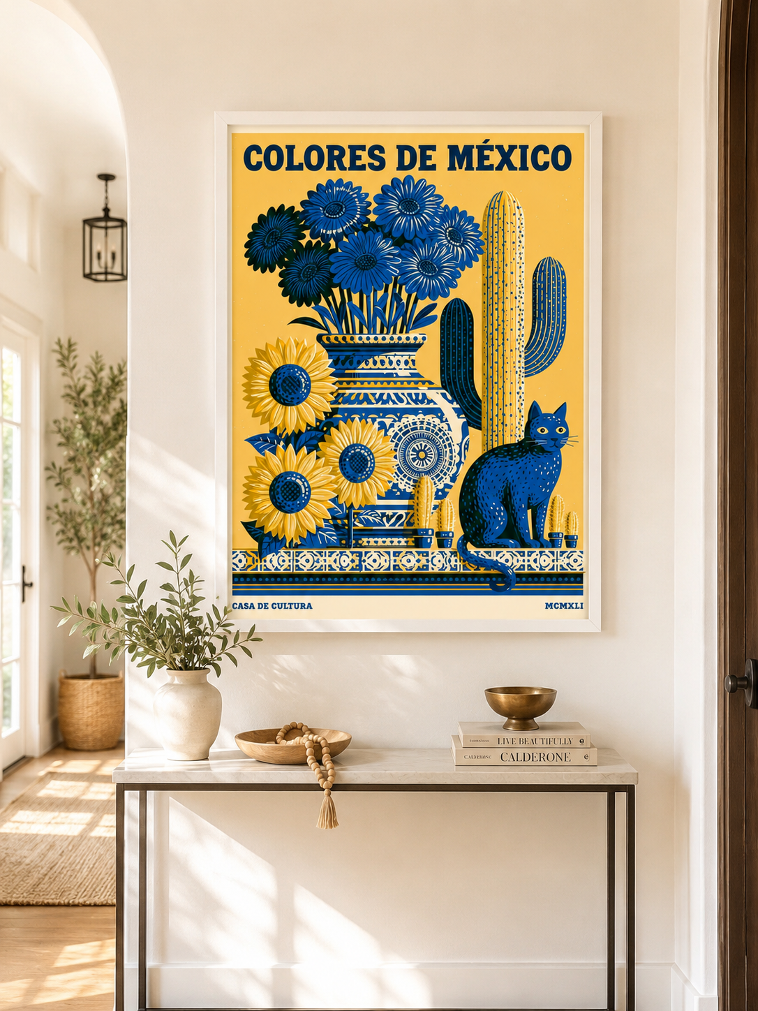 Cores do México Póster - Wall Art Decor - close-up - mexican botanical cat poster, mexican cat wall art