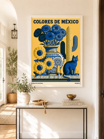Cores do México Póster - Wall Art Decor - close-up - mexican botanical cat poster, mexican cat wall art