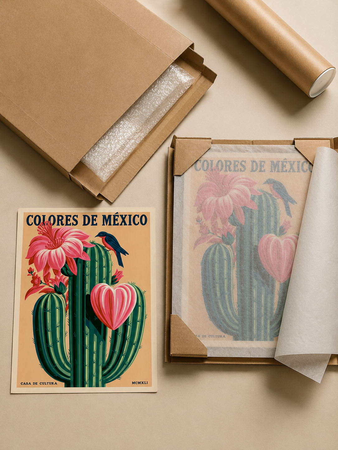 Cactos Mexicanos em Póster - Wall Art Decor - close-up - mexican cactus botanical poster, mexican cactus art print