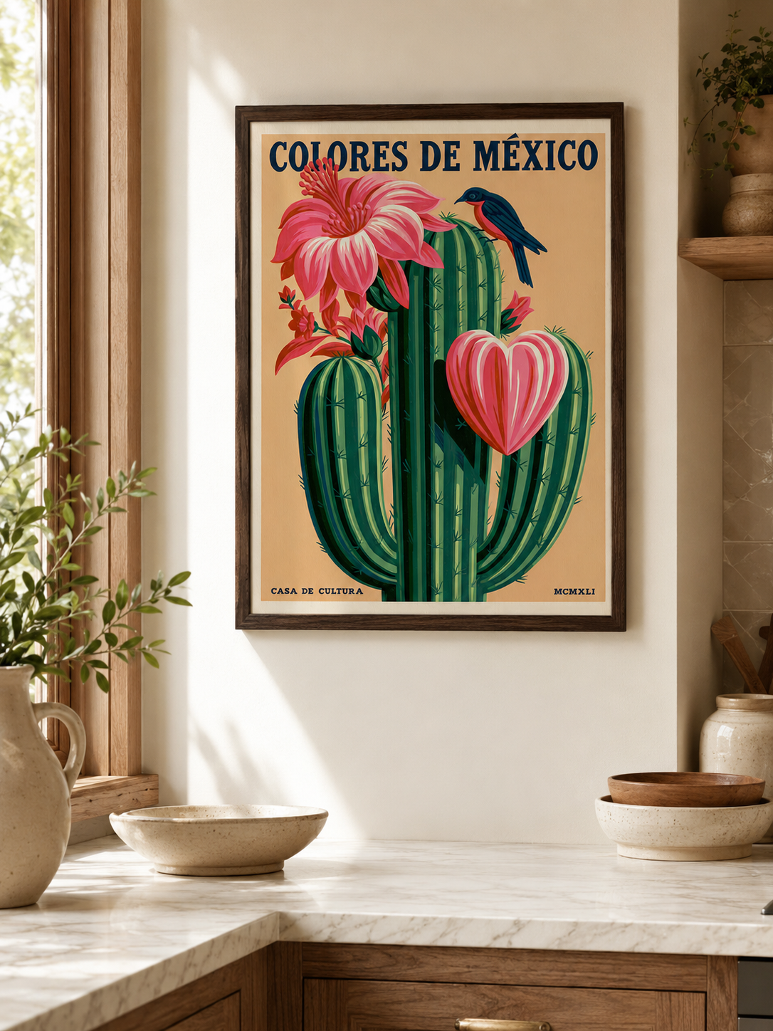 Cactos Mexicanos em Póster - Wall Art Decor - alternate angle - mexican cactus botanical poster, mexican cactus art print