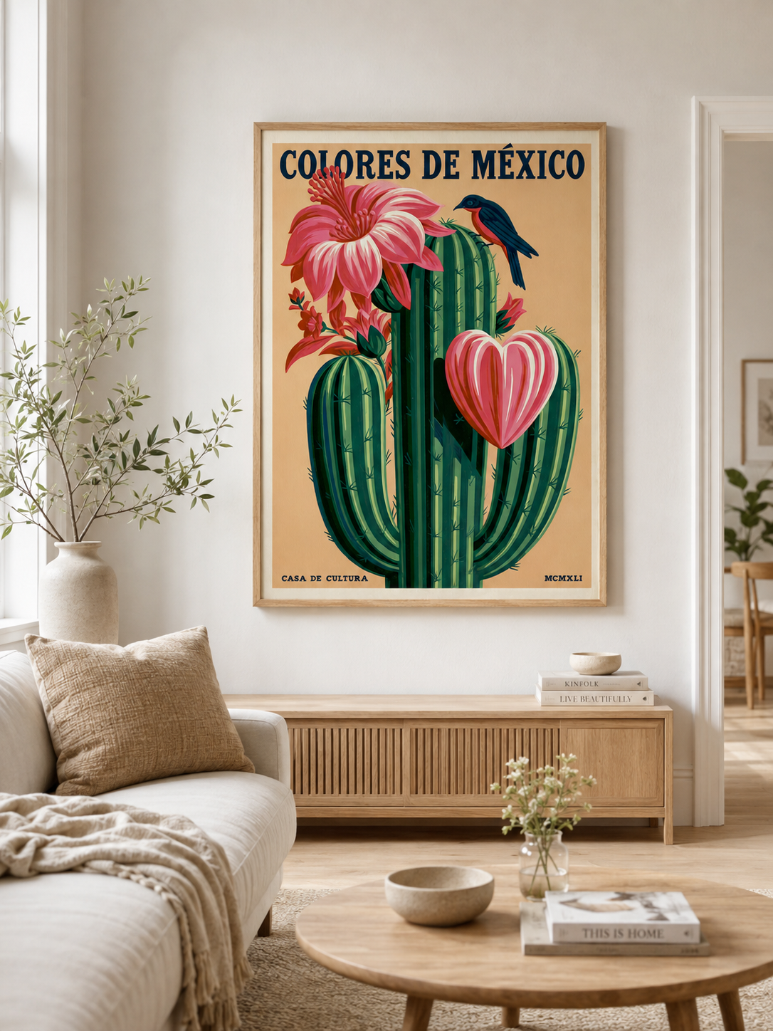 Cactos Mexicanos em Póster - Wall Art Decor - detail view - mexican cactus botanical poster, mexican cactus art print