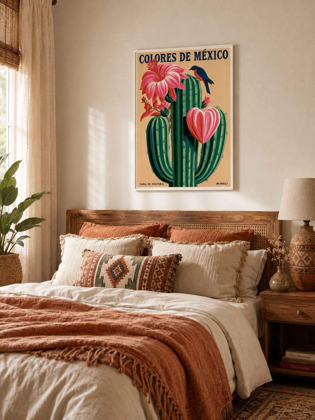 Cactos Mexicanos em Póster - Wall Art Decor - lifestyle shot - mexican cactus botanical poster, mexican cactus art print