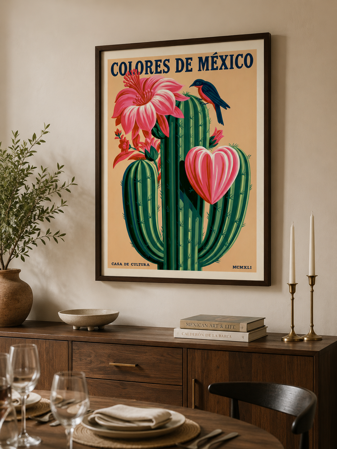 Cactos Mexicanos em Póster - Wall Art Decor - alternate angle - mexican cactus botanical poster, mexican cactus art print