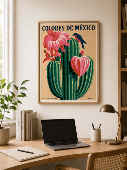 Cactos Mexicanos em Póster - Wall Art Decor - packaging - mexican cactus botanical poster, mexican cactus art print