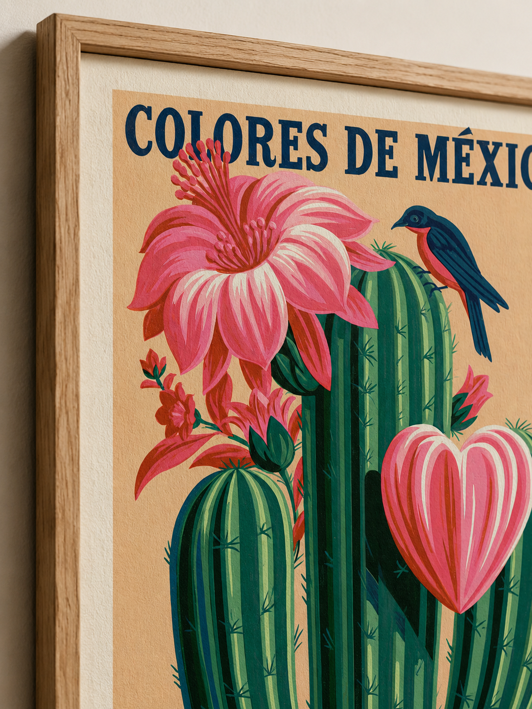 Cactos Mexicanos em Póster - Wall Art Decor - lifestyle shot - mexican cactus botanical poster, mexican cactus art print