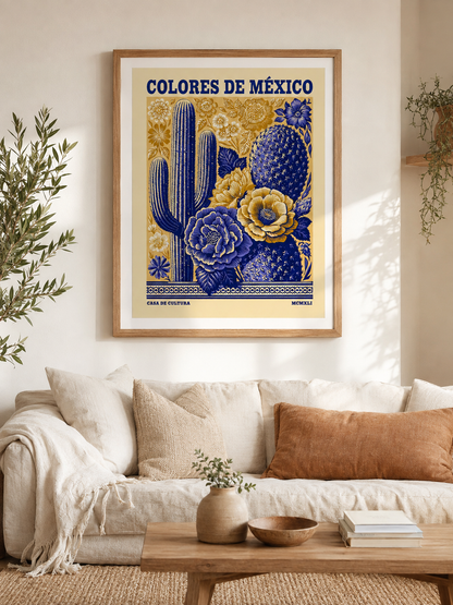 México Botânico Póster - Wall Art Decor - detail view - mexican cactus floral poster, mexican botanical art