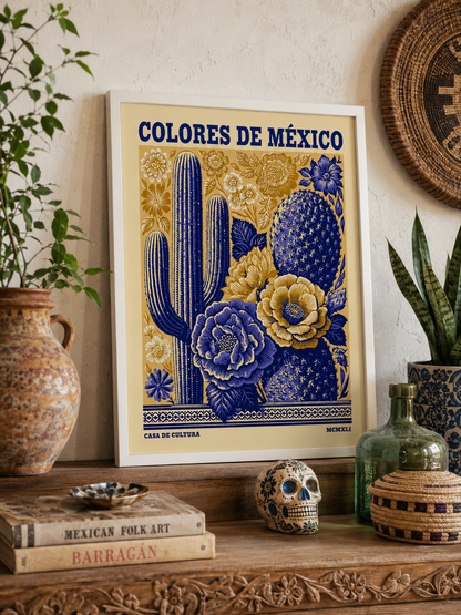 México Botânico Póster - Wall Art Decor - close-up - mexican cactus floral poster, mexican botanical art