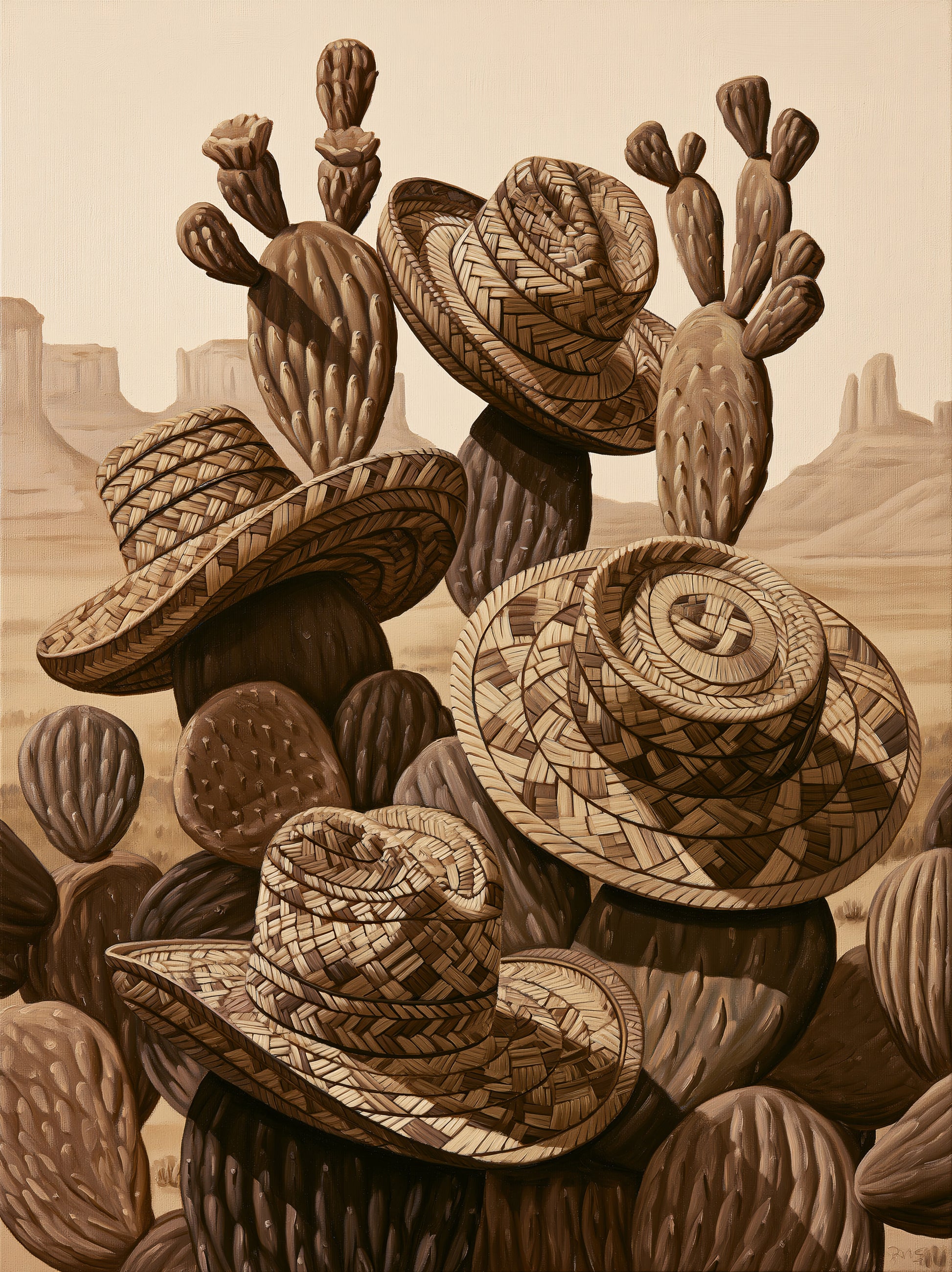 Arte Mural de Cactos Mexicanos - Wall Art Decor - front view - mexican cactus wall art, desert cactus art print