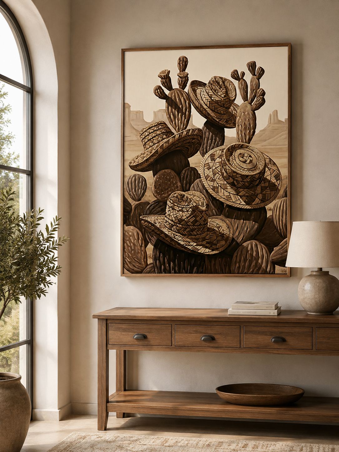 Arte Mural de Cactos Mexicanos - Wall Art Decor - close-up - mexican cactus wall art, desert cactus art print