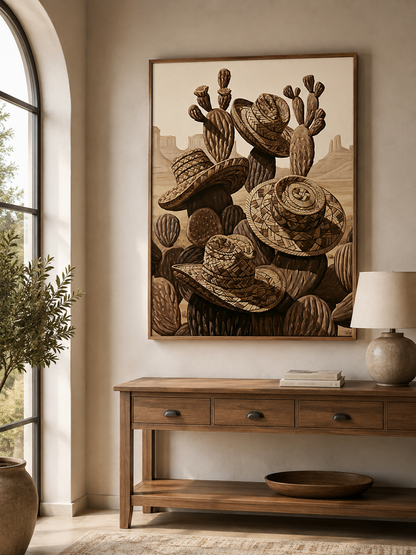 Arte Mural de Cactos Mexicanos - Wall Art Decor - close-up - mexican cactus wall art, desert cactus art print