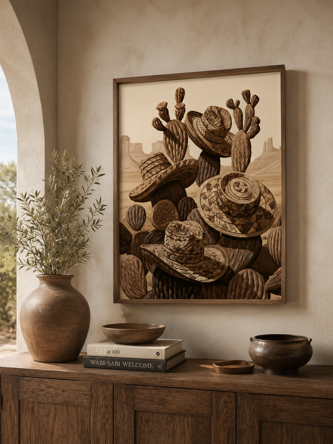Arte Mural de Cactos Mexicanos - Wall Art Decor - alternate angle - mexican cactus wall art, desert cactus art print