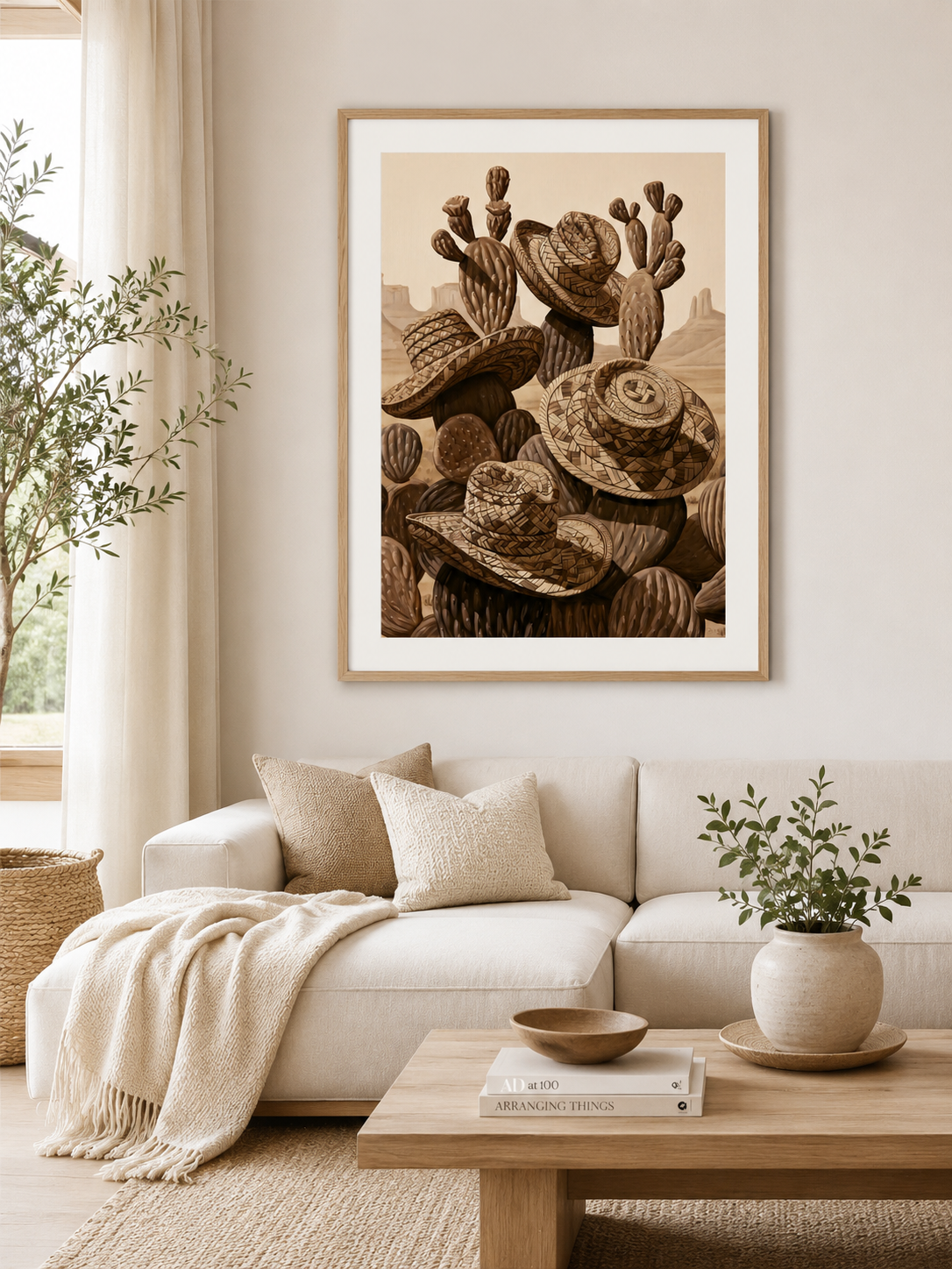 Arte Mural de Cactos Mexicanos - Wall Art Decor - detail view - mexican cactus wall art, desert cactus art print