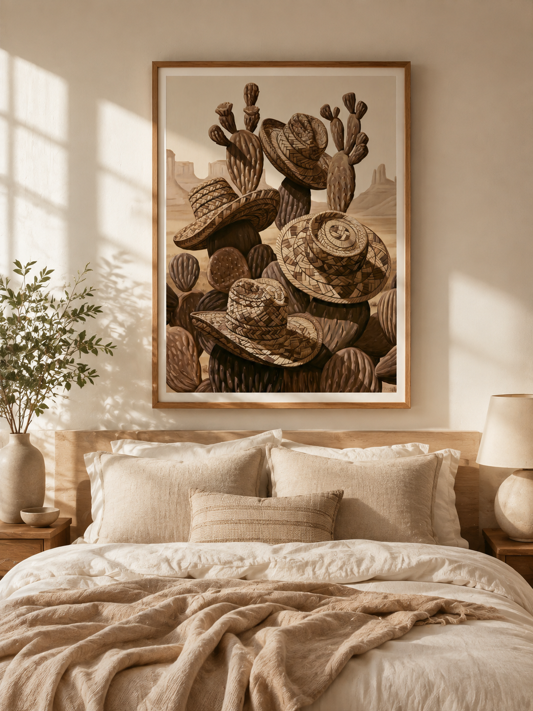 Arte Mural de Cactos Mexicanos - Wall Art Decor - lifestyle shot - mexican cactus wall art, desert cactus art print