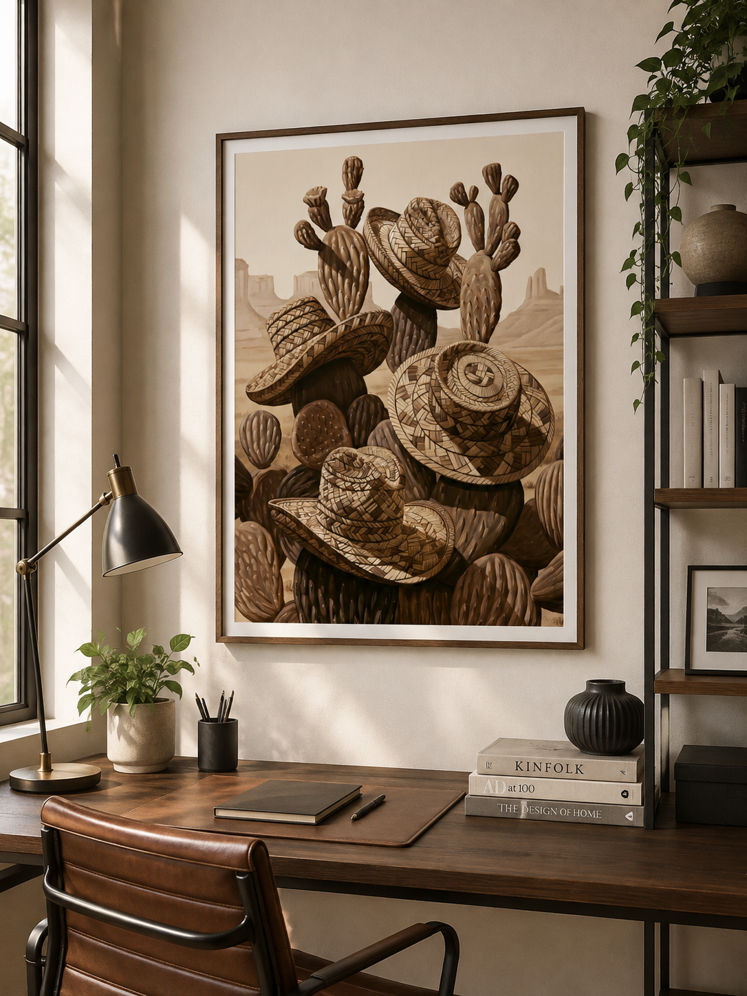 Arte Mural de Cactos Mexicanos - Wall Art Decor - close-up - mexican cactus wall art, desert cactus art print