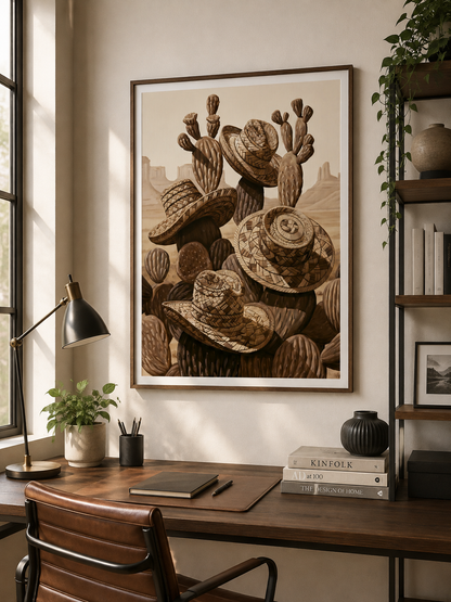 Arte Mural de Cactos Mexicanos - Wall Art Decor - close-up - mexican cactus wall art, desert cactus art print