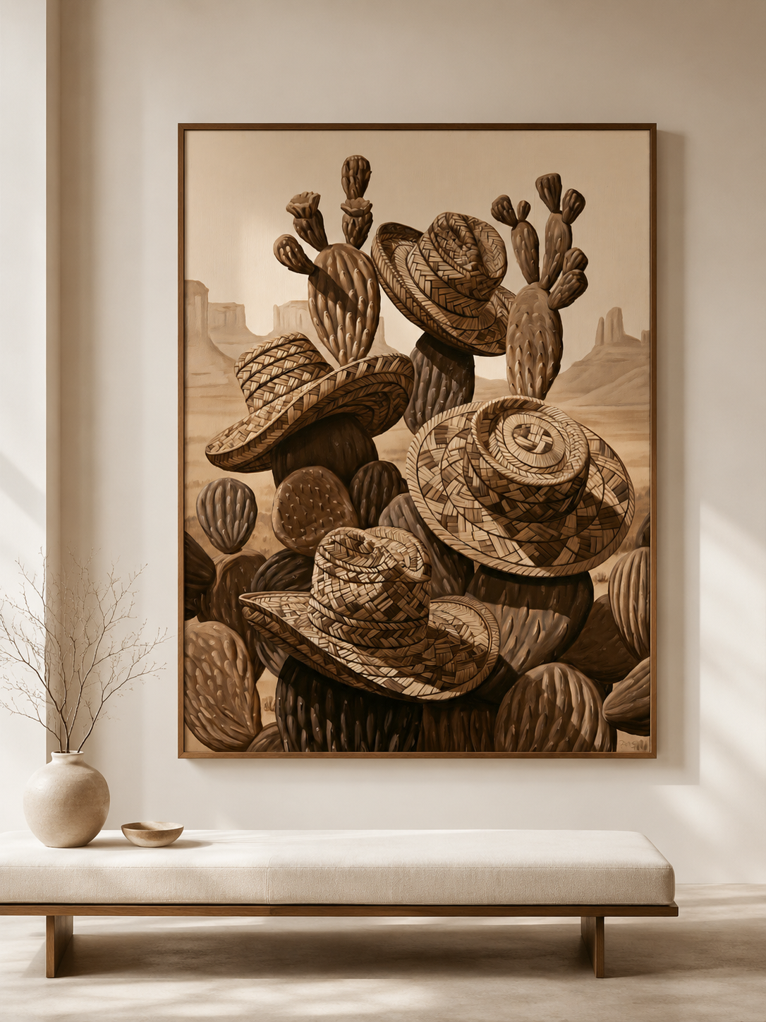 Arte Mural de Cactos Mexicanos - Wall Art Decor - alternate angle - mexican cactus wall art, desert cactus art print