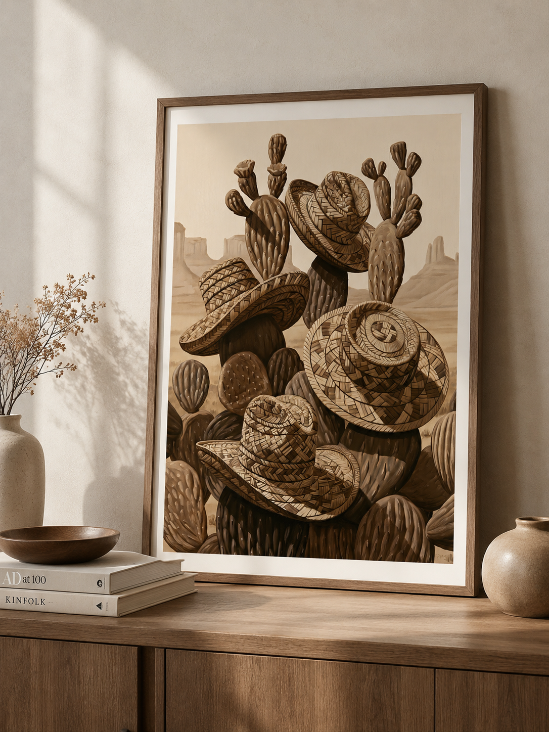 Arte Mural de Cactos Mexicanos - Wall Art Decor - front view - mexican cactus wall art, desert cactus art print