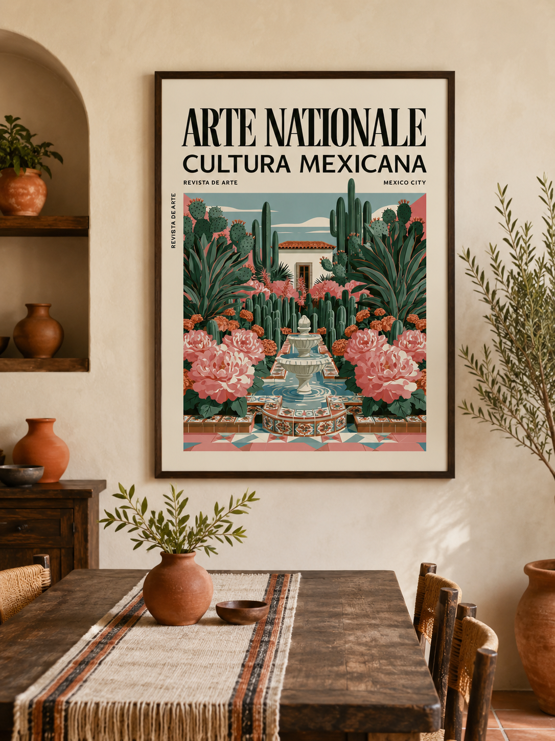 Mexikansk Botanisk Poster - Wall Art Decor - close-up - mexican courtyard garden poster, mexican garden wall art