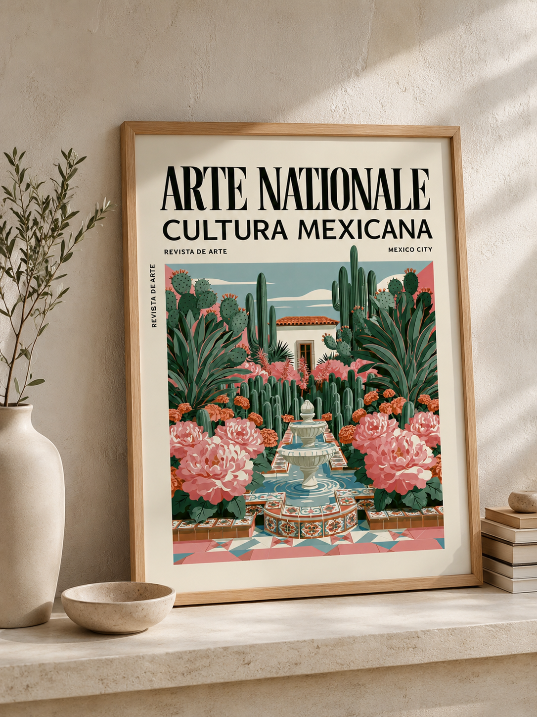 Mexikansk Botanisk Poster - Wall Art Decor - packaging - mexican courtyard garden poster, mexican garden wall art