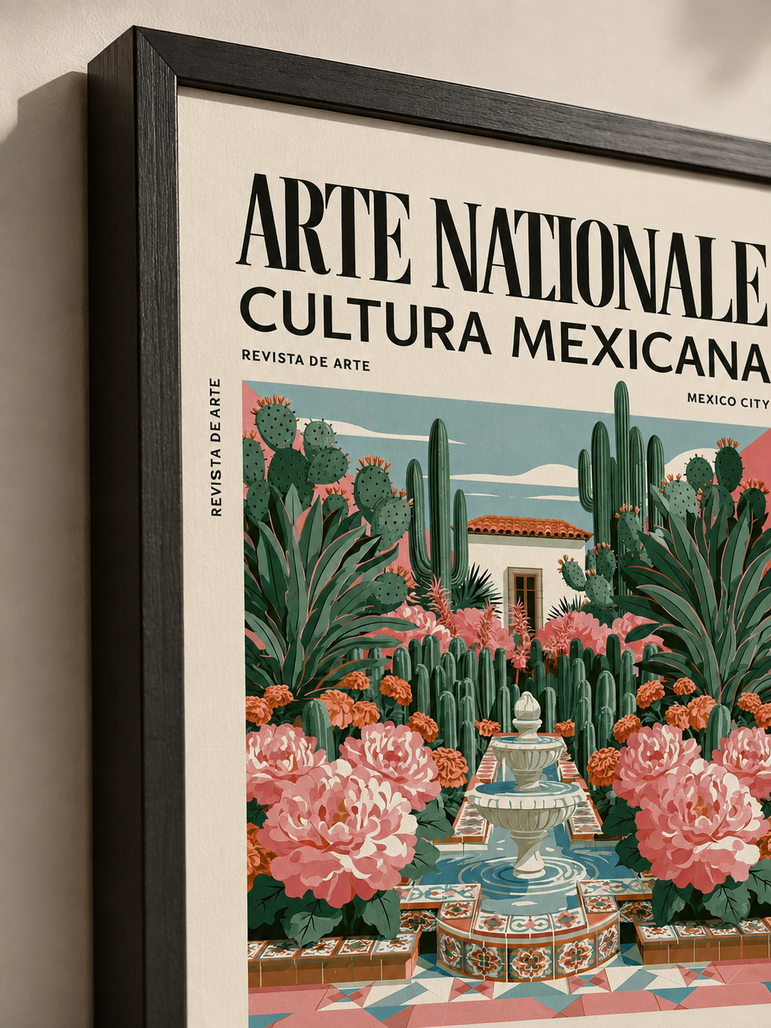 Mexikansk Botanisk Poster - Wall Art Decor - front view - mexican courtyard garden poster, mexican garden wall art