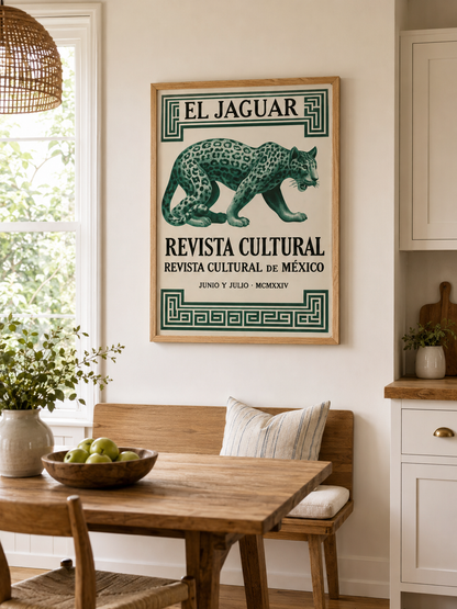 Jaguar Mexicano Póster - Wall Art Decor - packaging - mexican jaguar vintage poster, green jaguar wall art