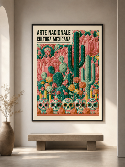 Calaveras Mexicanas Póster - Wall Art Decor - close-up - mexican sugar skull poster, mexican cactus wall art