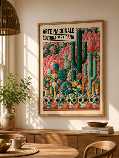 Calaveras Mexicanas Póster - Wall Art Decor - packaging - mexican sugar skull poster, mexican cactus wall art