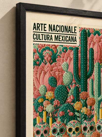 Calaveras Mexicanas Póster - Wall Art Decor - detail view - mexican sugar skull poster, mexican cactus wall art