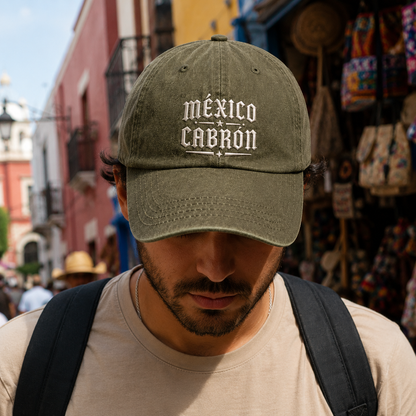 Mexico Cabron Embroidered Washed Cap - Washed Cap - detail