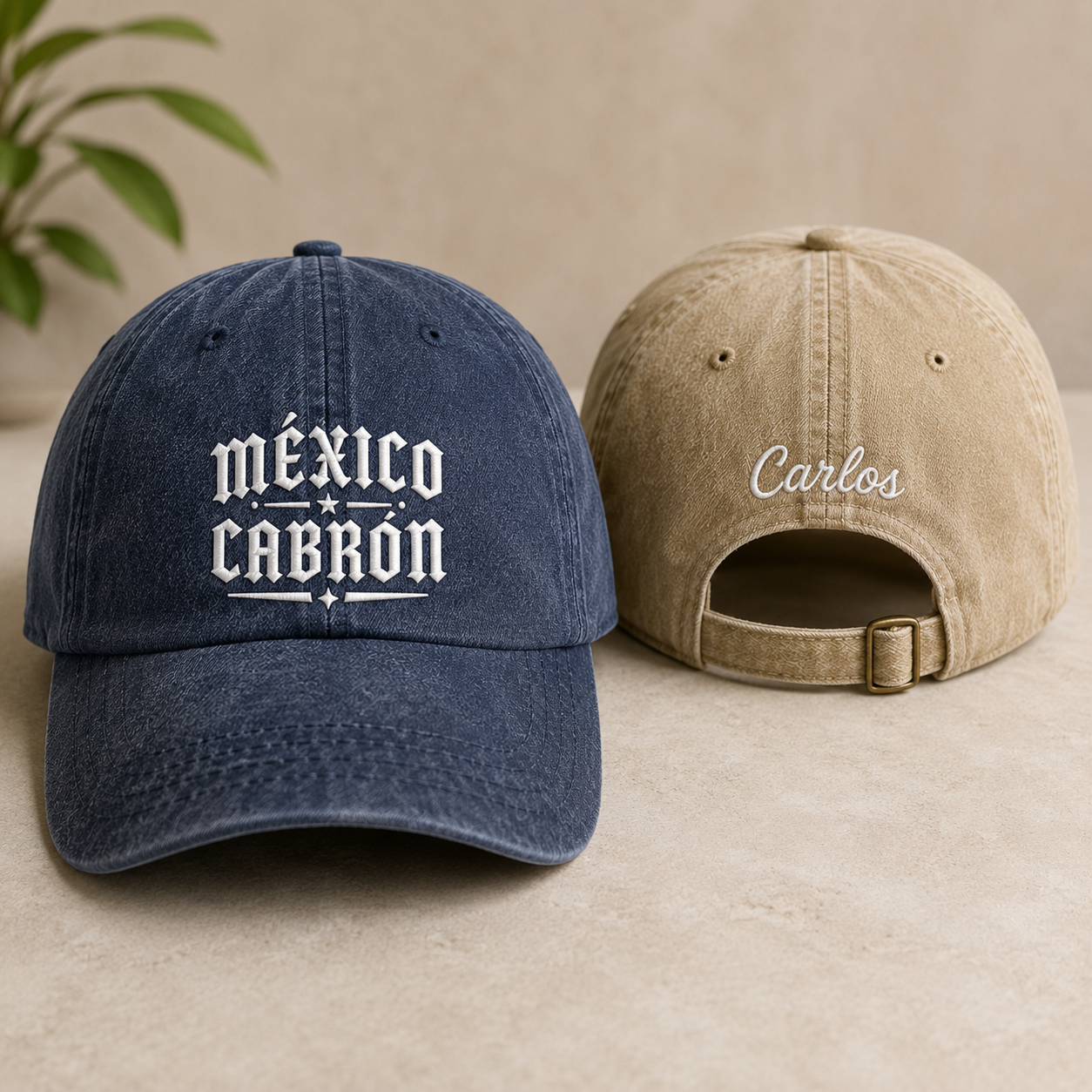 Mexico Cabron Embroidered Washed Cap - Washed Cap - front view
