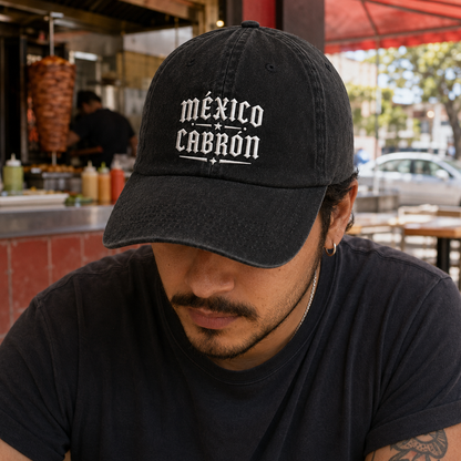 Mexico Cabron Embroidered Washed Cap - Washed Cap - side view