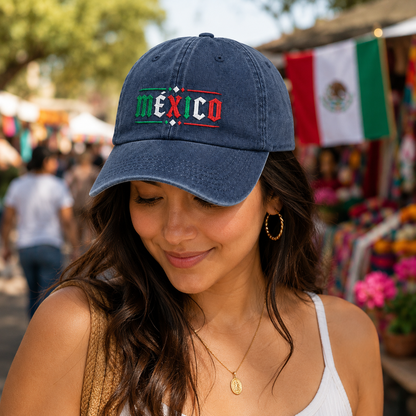 Mexico Embroidered Washed Cap - Washed Cap - side view