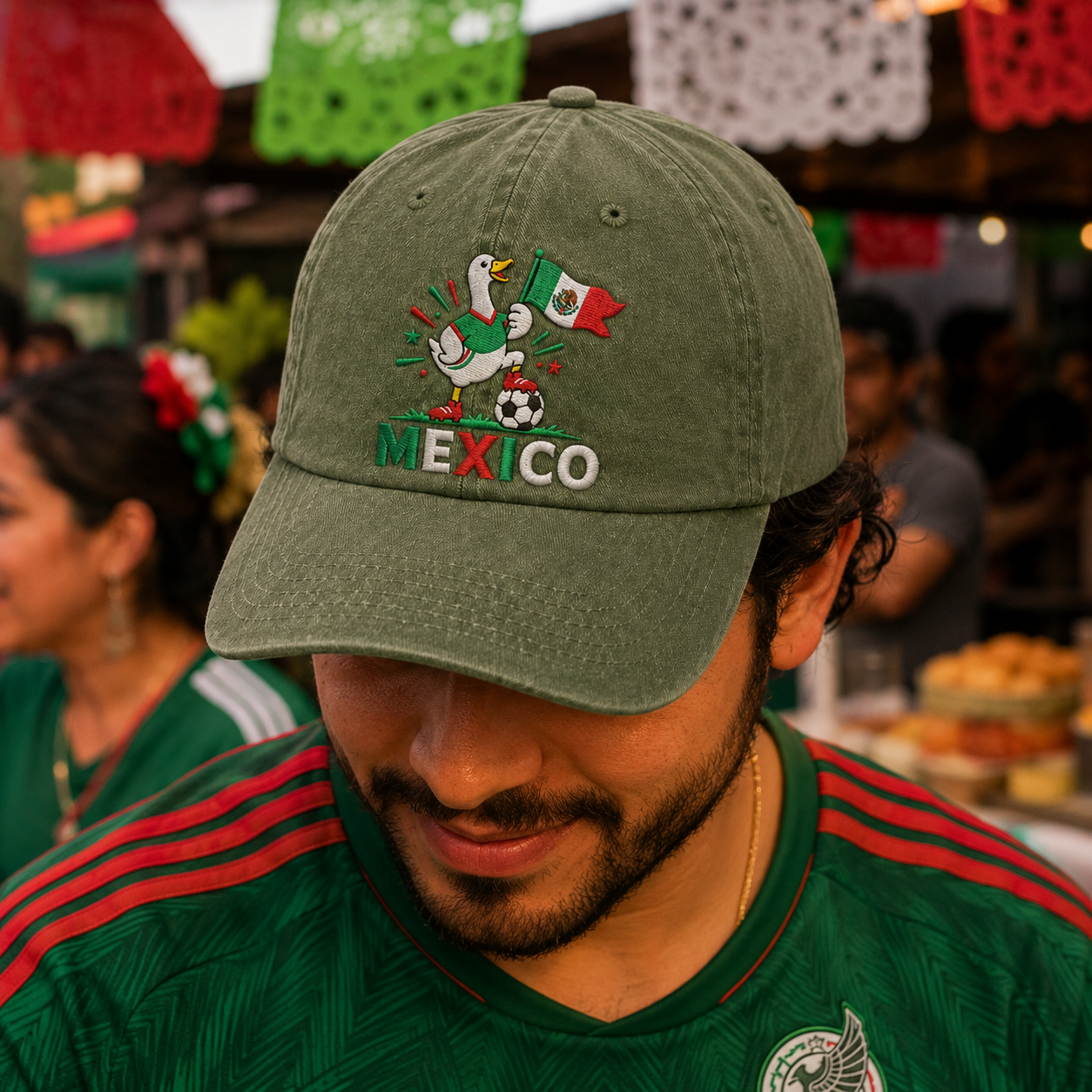 Mexico Goose Embroidered Washed Cap - Washed Cap - detail