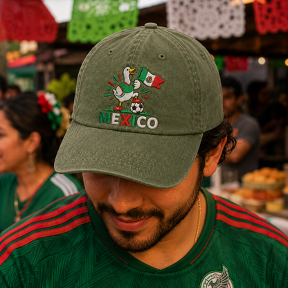 Mexico Goose Embroidered Washed Cap - Washed Cap - detail