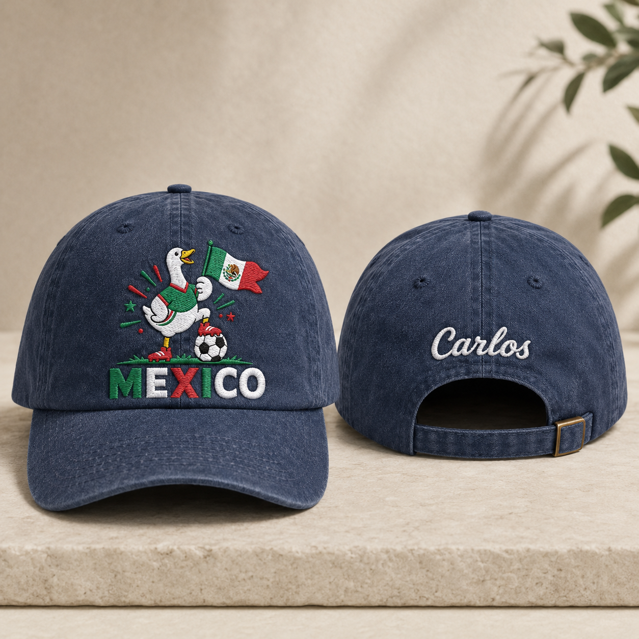 Mexico Goose Embroidered Washed Cap - Washed Cap - front view