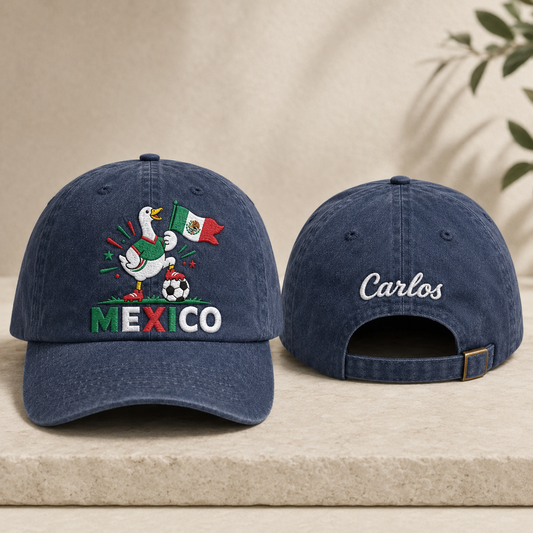 Mexico Goose Embroidered Washed Cap - Washed Cap - front view