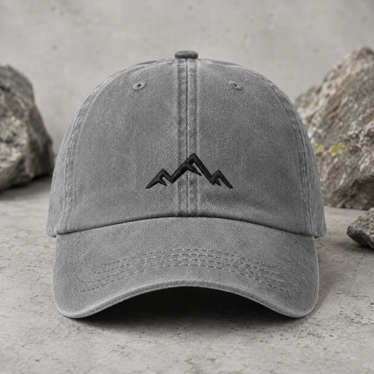 Minimalist Mountain Washed Cap - washed cap - in use
