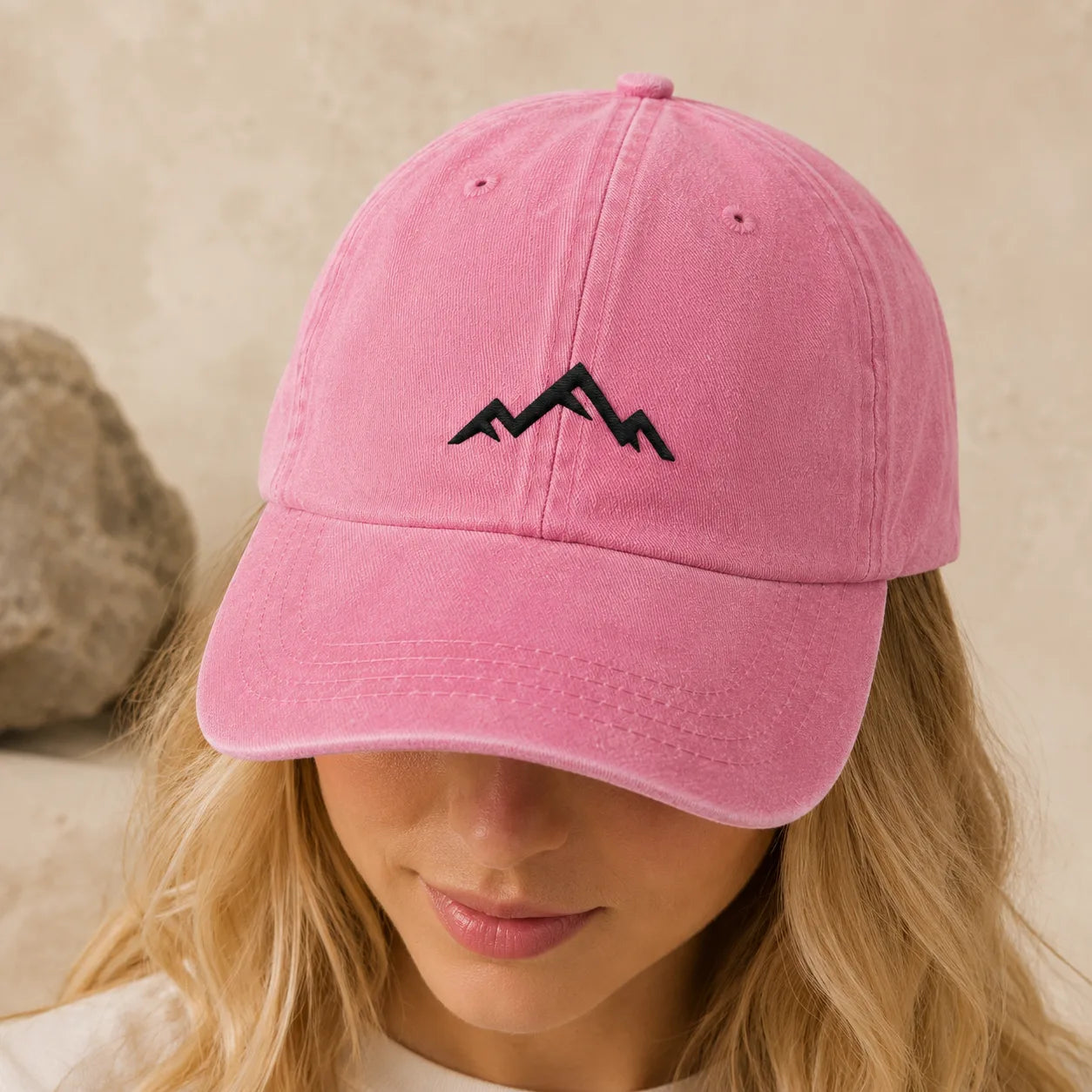 Minimalist Mountain Washed Cap - washed cap - side view