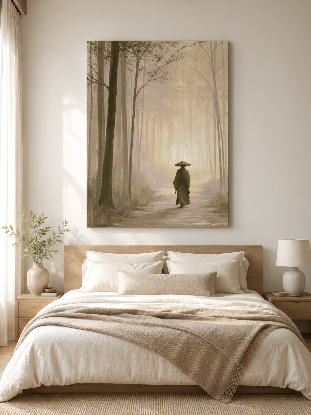 Misty Forest Path Poster - Wall Art Decor - lifestyle shot - misty forest art print, sepia forest poster