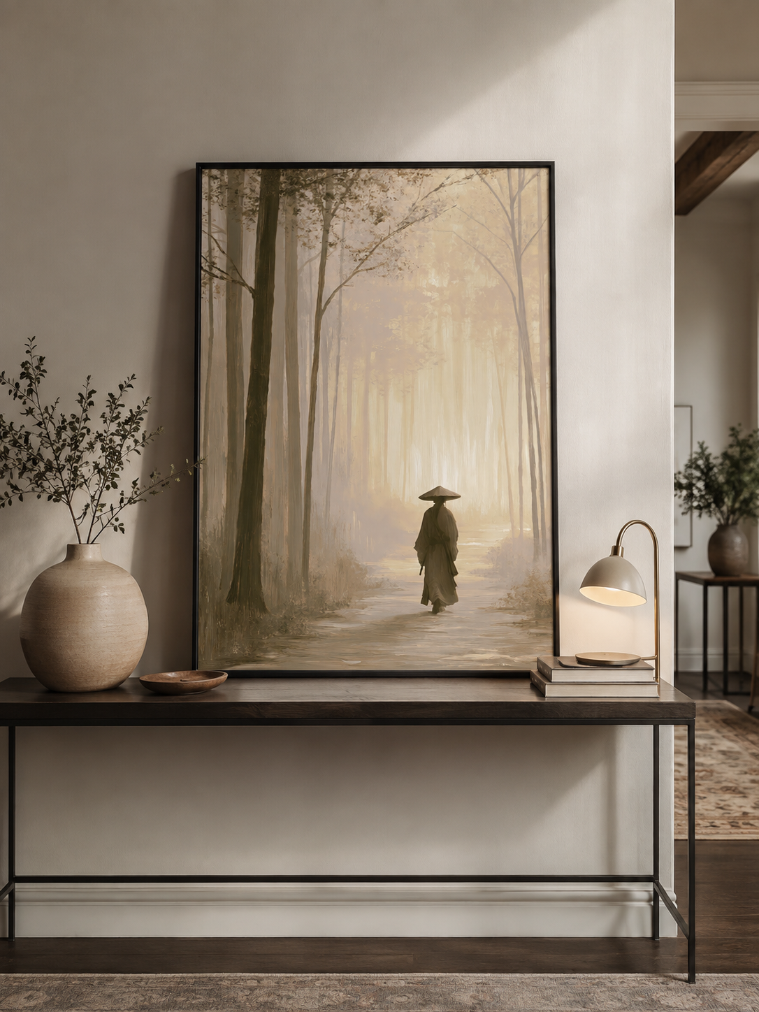 Misty Forest Path Poster - Wall Art Decor - close-up - misty forest art print, sepia forest poster