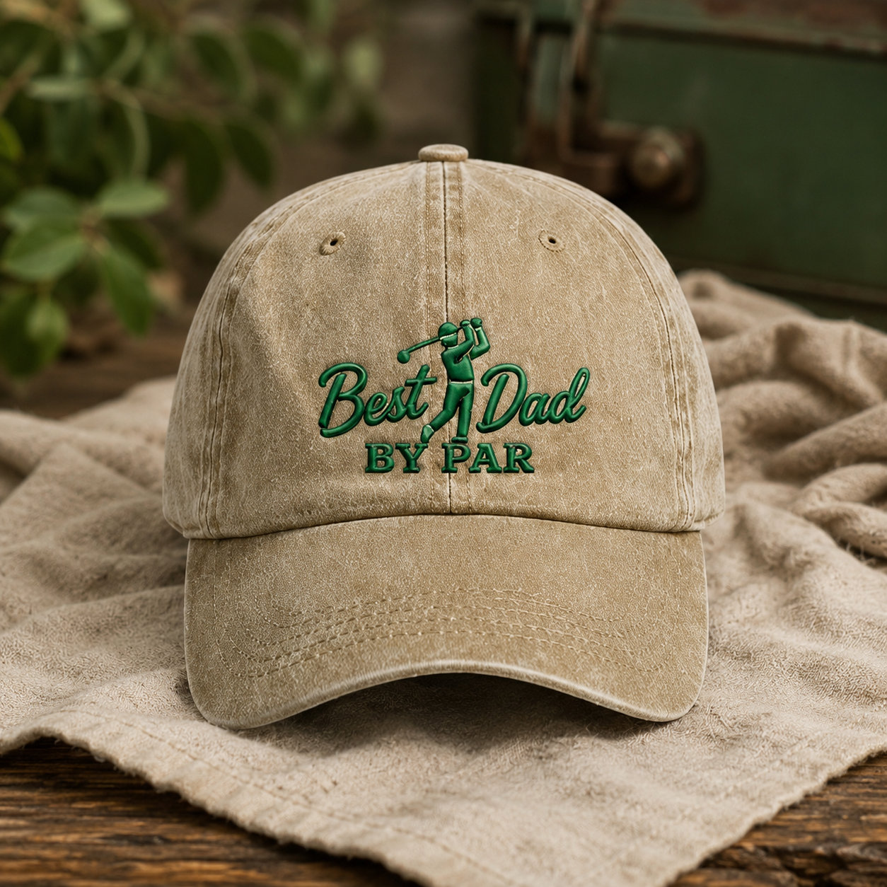 Best Dad By Par Washed Cap, Golf Father Hat for Father's Day
