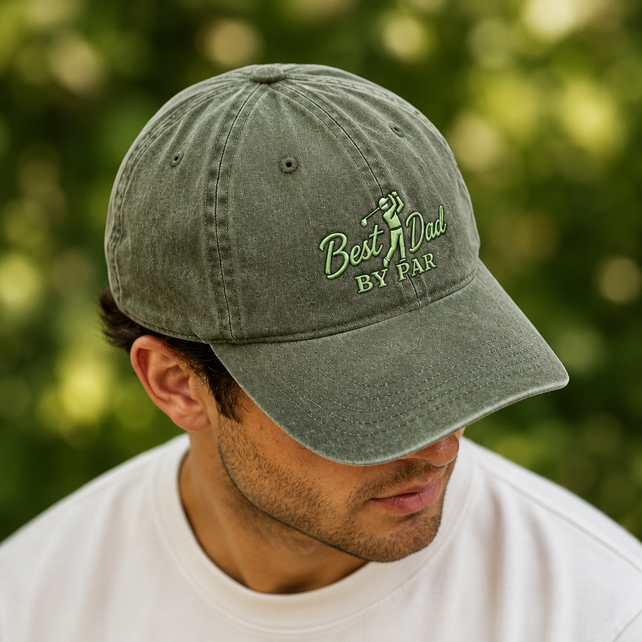 Best Dad By Par Washed Cap, Golf Father Hat for Father's Day