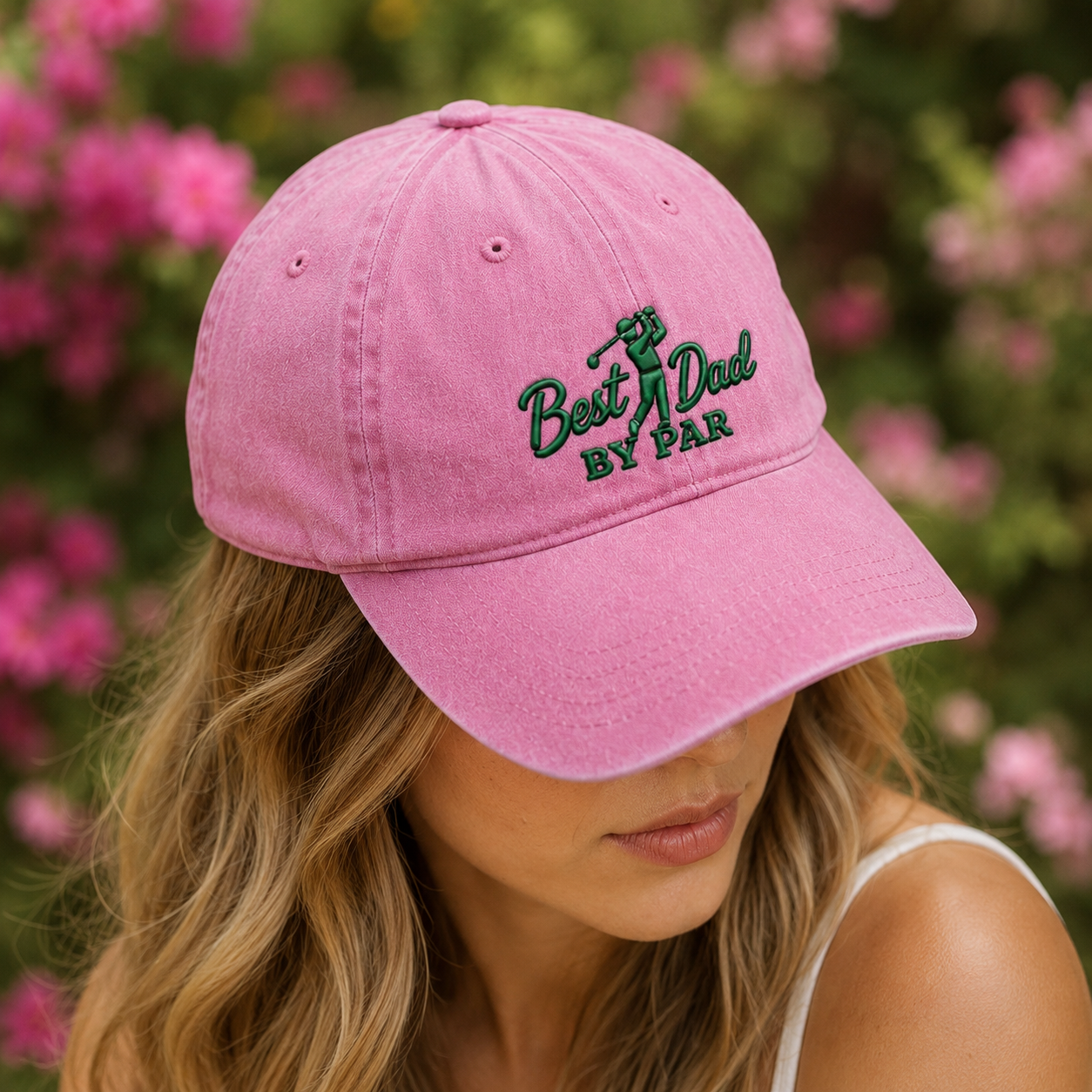 Best Dad By Par Washed Cap, Golf Father Hat for Father's Day