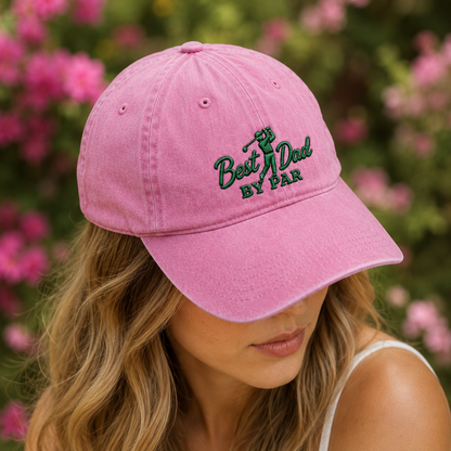 Best Dad By Par Washed Cap, Golf Father Hat for Father's Day