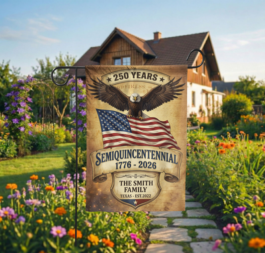 Semiquincentennial Garden Flag, USA 250th Anniversary 1776-2026, Vintage Eagle Design