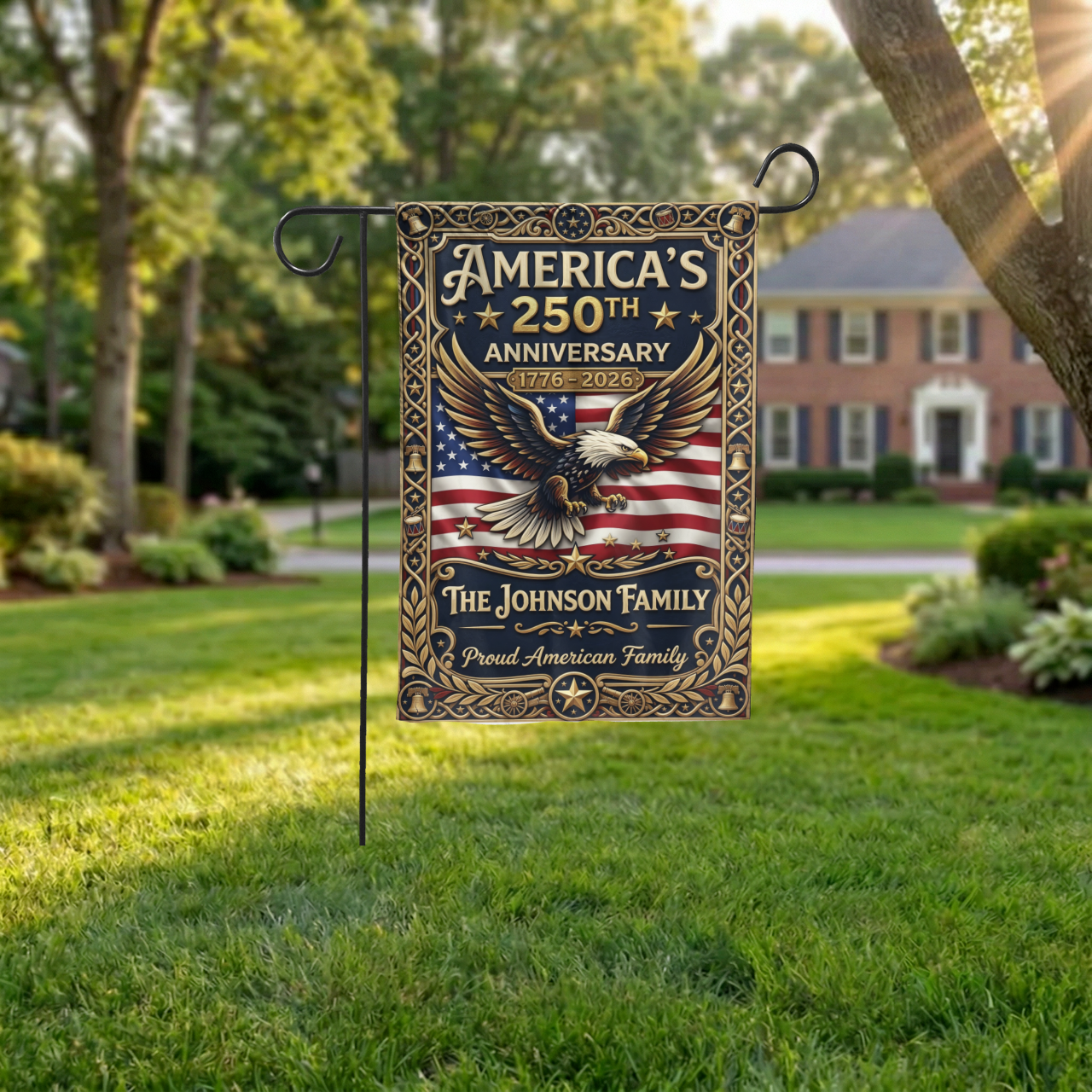 America's 250th Anniversary Garden Flag, Patriotic 1776-2026 Eagle Decor, Custom Family Yard Sign