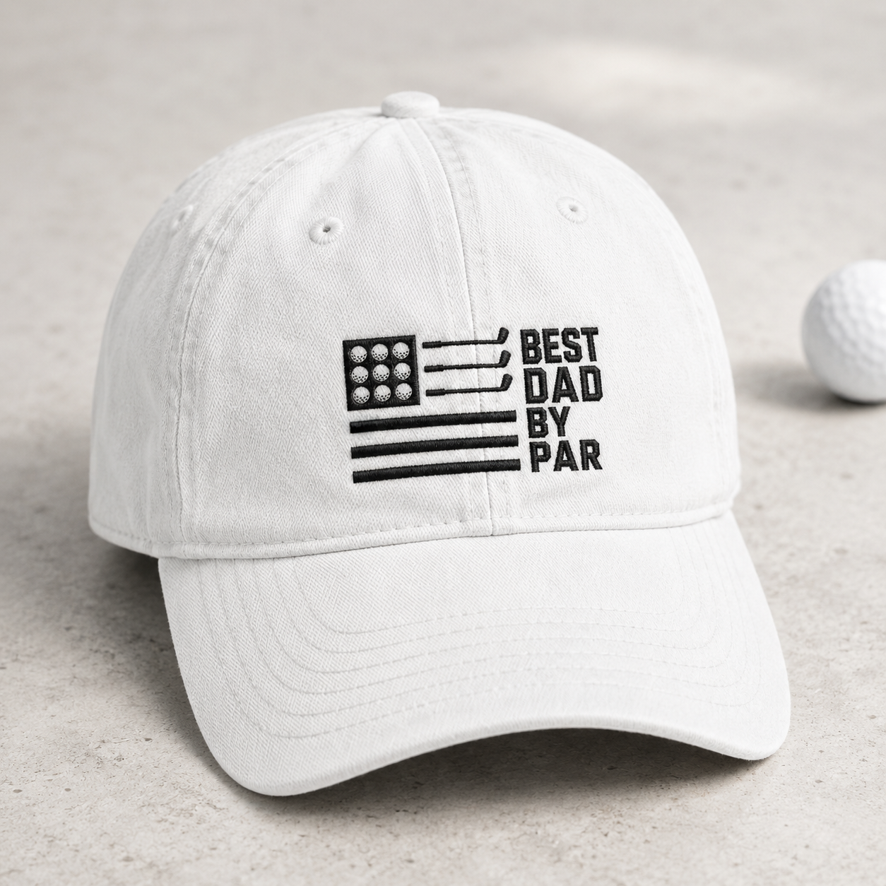 Best Dad By Par Washed Cap, Funny Father's Day Gift for Golf Dads