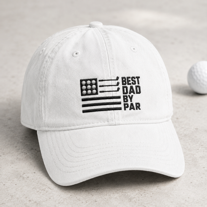 Best Dad By Par Washed Cap, Funny Father's Day Gift for Golf Dads