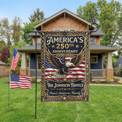 America's 250th Anniversary Garden Flag, Patriotic 1776-2026 Eagle Decor, Custom Family Yard Sign
